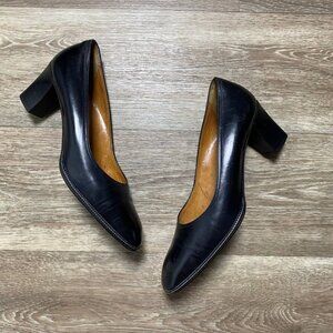 Bruno Magli Women’s Black Leather Heels Made in Italy Vintage Pumps